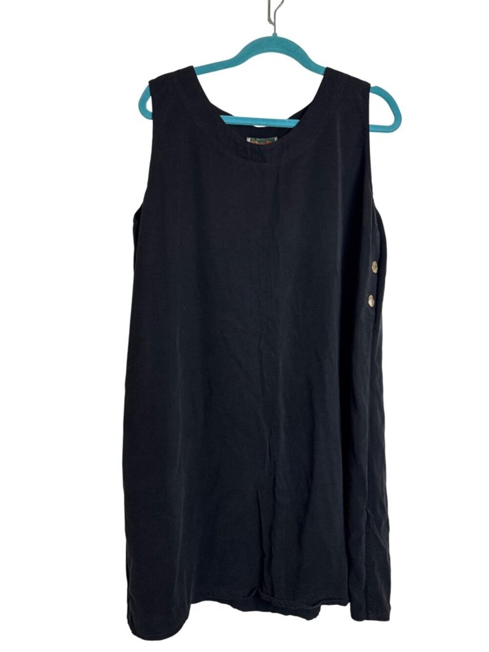 Tianello Black Sleeveless Dress Side Button Women's XL Spring Summer Casual